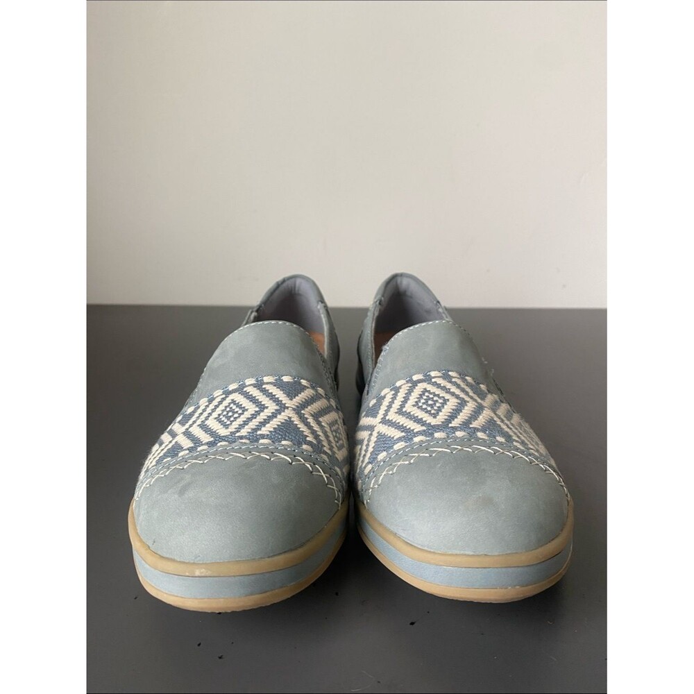 NEW Earth Origins Steel Blue Embroidered Nubuck Slip-Ons Bailey Flats Shoes Sz 9 - Picture 5 of 14
